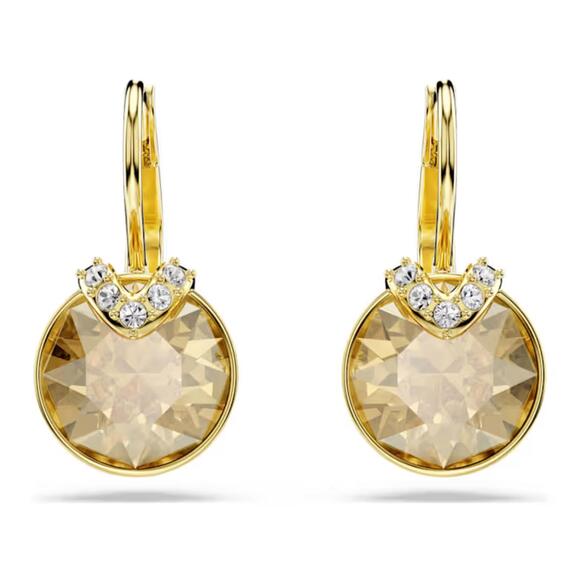 Swarovski Bella V Drop Earrings – Round Cut Gold-Tone Plated - Picture 3 of 6